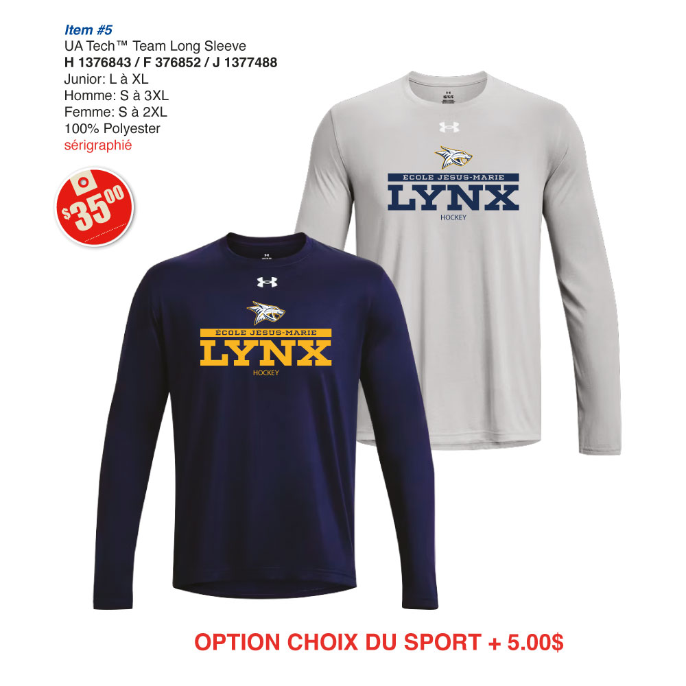 Item 05 École Jésus-Marie Dryfit ML UA Homme Femme Junior 2026